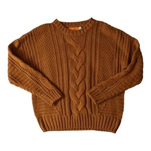 One A Cable Knit Orange Sweater Small